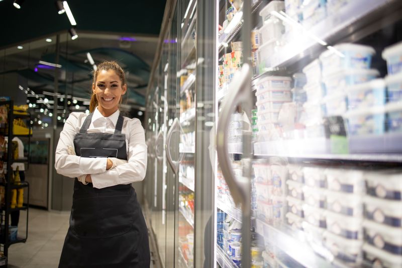 supermarket-worker-arranging-frozen-fish-sale